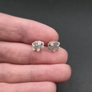 Sterling Silver Elephant Adorable Small Stud Earrings A6959